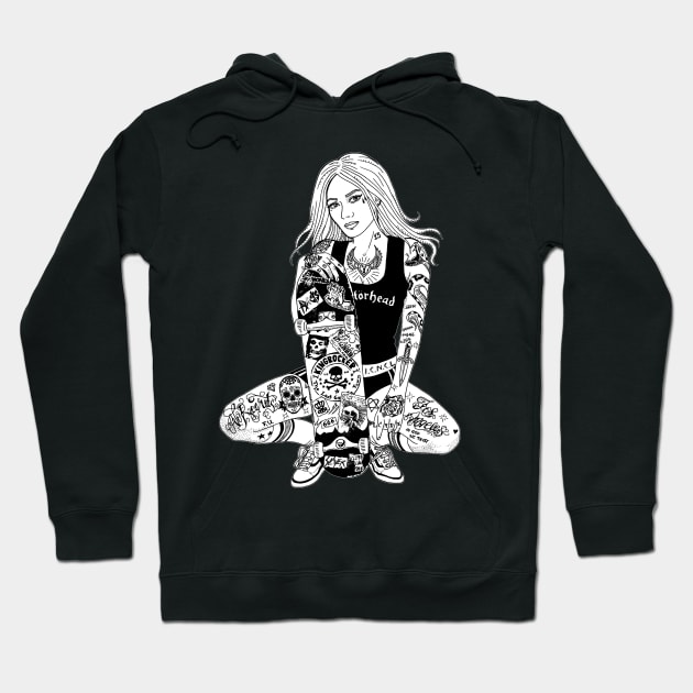 Tattooed Skater Girl Hoodie by Kingrocker Clothing